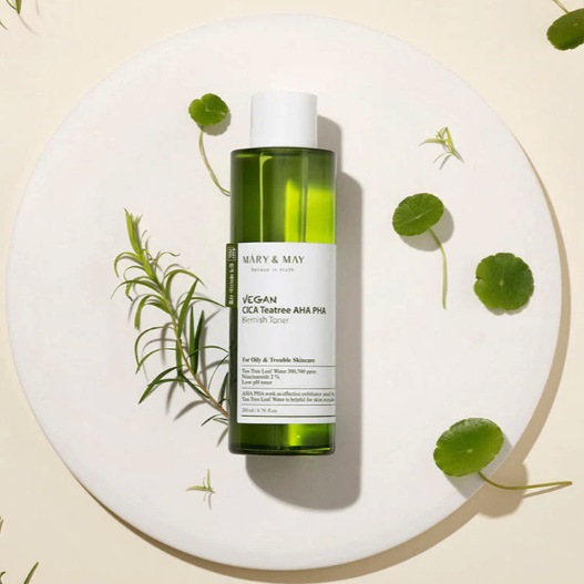 Mary&May Vegan Cica Tea Tree AHA PHA Blemish Toner - 200ml