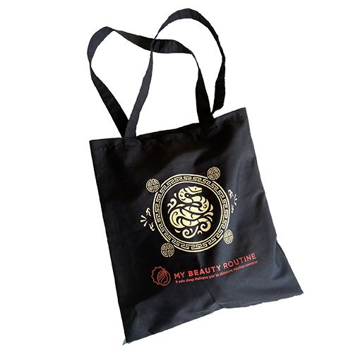 Shopper nera in cotone My Beauty Routine - L'anno del Serpente
