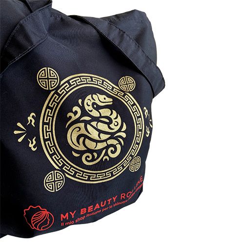 Shopper nera in cotone My Beauty Routine - L'anno del Serpente