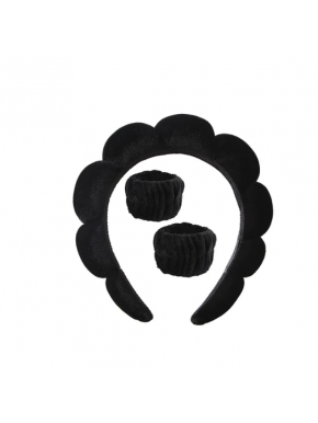 Cerchietto Capelli e Polsini Skincare Preppy Hair Band -Black-  3pcs