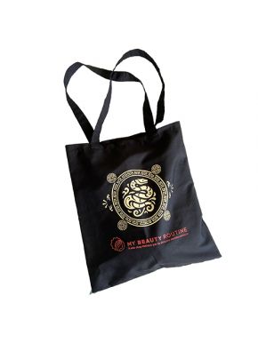 Shopper nera in cotone My Beauty Routine - L'anno del Serpente