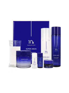Missha Super Aqua Trio Set - Toner/Essence 200ml +Emulsion 130ml+ Cream 70ml + 3 minitaglie+ Dischetti cotone Missha