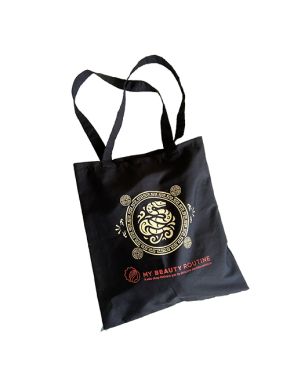 Shopper nera in cotone My Beauty Routine - L'anno del Serpente